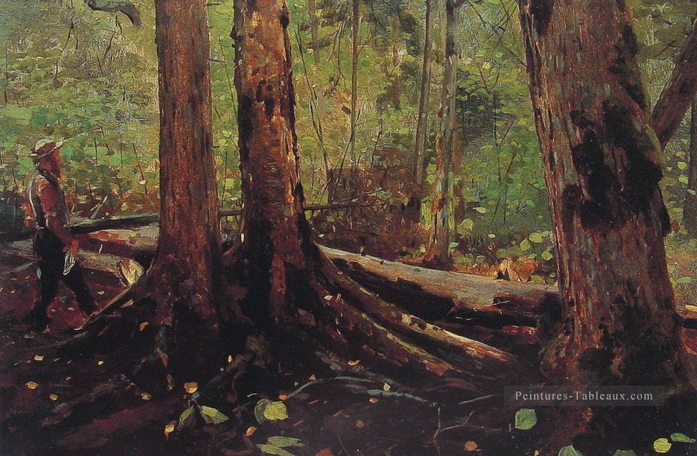 Woodchopper dans les Adirondacks réalisme peintre Winslow Homer Peintures à l'huile